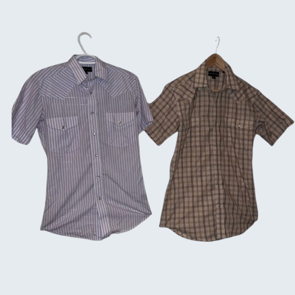 Panhandle Slim Kids Western Pearl Snap Shirts Lot of 2 Striped Plaid Size 14